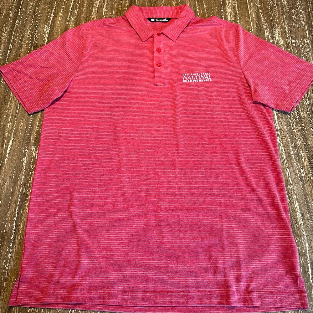 Travis Mathew USA Pickleball National Championships Polo Shirt Red Men’s Size L